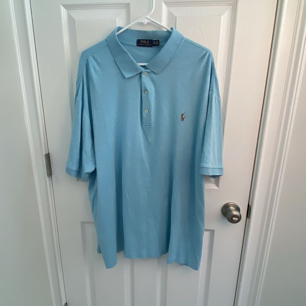 Ralph Lauren Polo Shirt Mens 3XB Light blue Classic Fit Short Sleeve Pony